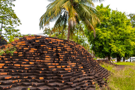 Chiang Mai Amphoe Mueang Chiang Mai Thailand October 31, 2018 Hua Lin Corner ruins castle wall building Si Phum oldtown old town in Chiang Mai Thailand in Southeastasia Asia.の写真素材