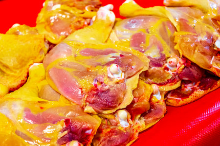 Whole Chicken with Head Meat on the Street Market in Centro Historico Mexico City Mexico.