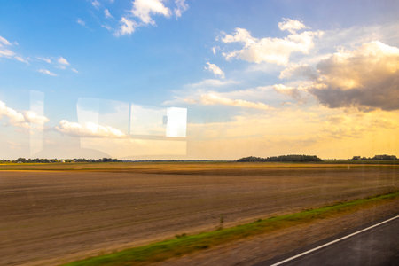 Countryside landscape forest and agriculture in Kamyanyets District Brest Region Belarus.