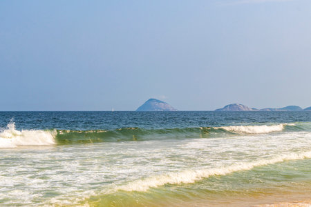 Copacabana and Leme Beach Tropical Paradise with Blue Turquoise Water and White Beach Sand in Rio de...
