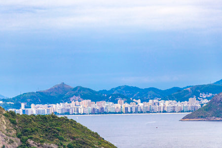 Rio de Janeiro State of Rio de Janeiro Brazil 11. October 2020 Copacabana and Leme Beach with City...