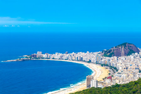 Rio de Janeiro Panorama View of the City Skyline Beaches Beach Coast Sea Mountains Tropical Forest and Blue Cloudy Sky in State of Rio de Janeiro Brazil.の写真素材