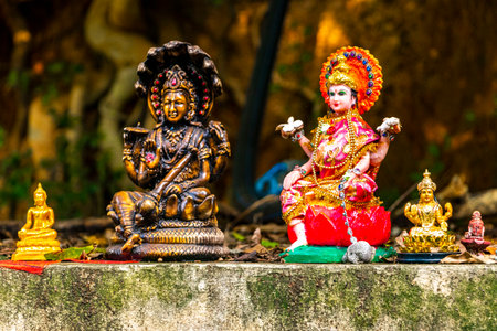 Various beautiful Buddha figures in Pattaya Bang Lamung Amphoe Chon Buri Thailand in Southeastasia Asia.の写真素材
