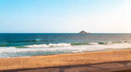 Barra da Tijuca Beach Tropical Paradise with Blue Turquoise Water Waves Rocks Hills and Islands in Rio de Janeiro State of Rio de Janeiro Brazil.の写真素材