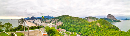Rio de Janeiro Panorama View of the City Skyline Beaches Beach Coast Sea Mountains Tropical Forest and Blue Cloudy Sky in State of Rio de Janeiro Brazil.の写真素材