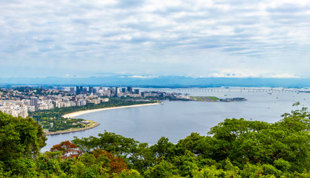 Rio de Janeiro Panorama View of the City Skyline Beaches Beach Coast Sea Mountains Tropical Forest...