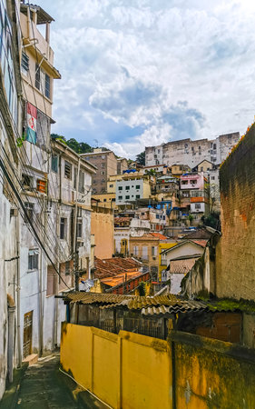 Rio de Janeiro State of Rio de Janeiro Brazil December 10, 2020 City Town Cityscape and Skyline Panorama with Old Houses Buildings Mountain and Blue Cloudy Sky in Brazil.の写真素材