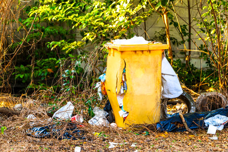 Chiang Mai Amphoe Mueang Chiang Mai Thailand October 30, 2018 Garbage trash and pollution in tropical nature forest in Chiang Mai Amphoe Mueang Chiang Mai Thailand in Southeastasia Asia.の写真素材