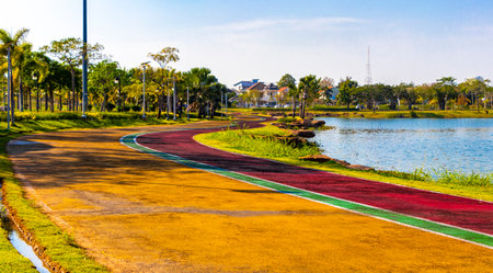 Khon Kaen Province Isan Thailand November 05, 2018 Running track and sports field with training...