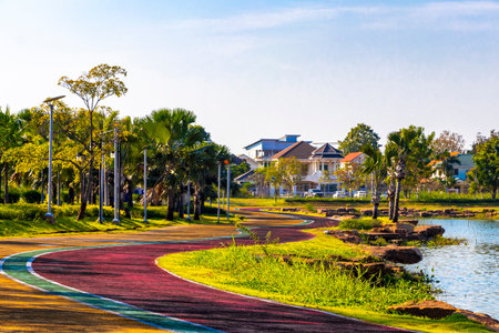 Khon Kaen Province Isan Thailand November 05, 2018 Running track and sports field with training...
