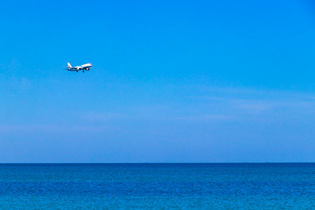 Thalang District Phuket Province Thailand February 12, 2020 Airplane Airplanes plane fly over...