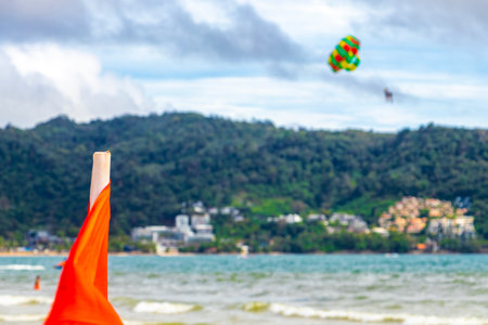 Kathu Phuket Thailand October 10, 2025 Patong Beach bay sea coast panorama view with people tourism...