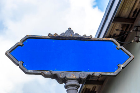 Blue round street name road sign in Patong Beach Kathu District Phuket Island Province Southern Thailand in Southeast Asia.の写真素材