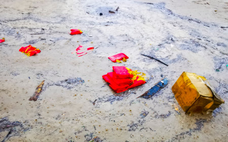 Kathu District Phuket Island Thailand October 23, 2025 Extreme rainfall heavy typhoon monsoon flooding city streets with swimming garbage and objects in Patong Beach Phuket Thailand.の写真素材