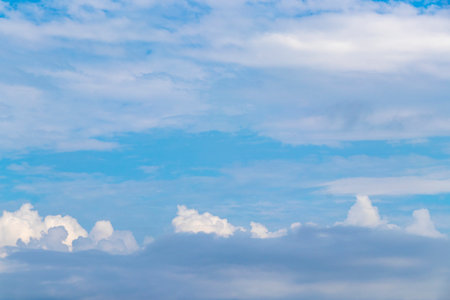 Deep blue sky with strange and beautiful cloud formations in the sky in Angra dos Reis State of Rio de Janeiro Brazil.の写真素材