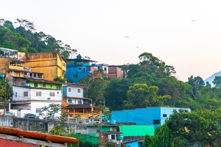 Mountains mountain hill hills with houses in tropical nature in Angra dos Reis State of Rio de...
