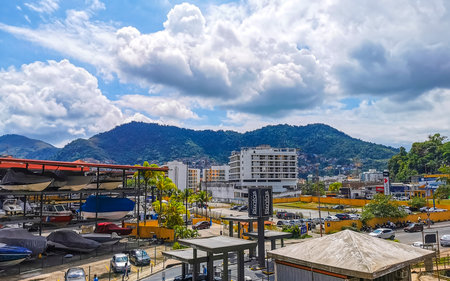 Angra dos Reis State of Rio de Janeiro Brazil October 26, 2020 Mountain city town pier sea and tropical landscape panorama view of Angra dos Reis State of Rio de Janeiro Brazil.のeditorial素材