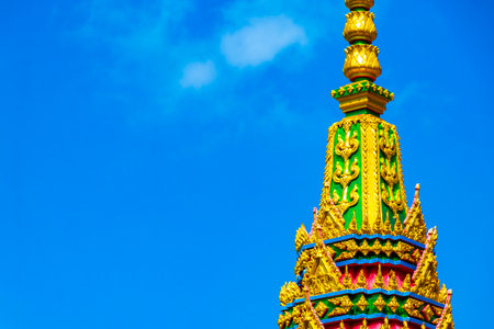 Suwankeereewong Temple wat golden colorful Buddhist temples architecture details in Patong Beach Kathu District Phuket Island Province Southern Thailand.の写真素材