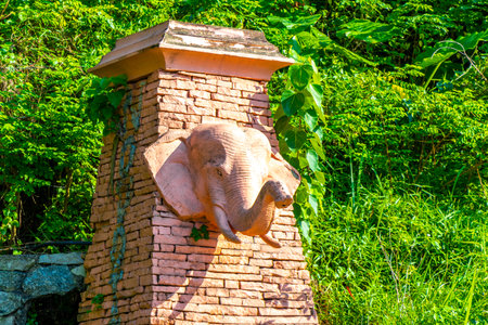 Kathu District Phuket Island Province Southern Thailand November 29, 2025 Novotel hotel resort with tropical plants palm trees elephant statues sculptures fountain and welcome entrance Patong Beach.のeditorial素材