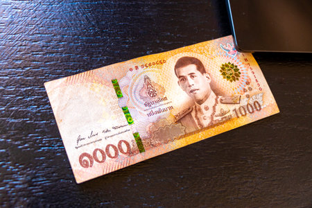 Kathu District Phuket Island Province Thailand February 06, 2026 Thai Baht cash money banknotes...
