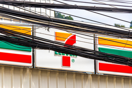 Kathu District Phuket Island Province Thailand 11. February 2026 7 Eleven Seven 11 store shop entrance and welcome sign brand logo at the street in Patong Beach Kathu Phuket Island Thailand.のeditorial素材