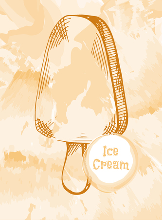 Ice lolly. Ice cream. Stylized watercolor. Sketch style. Watercolor illustrationのイラスト素材