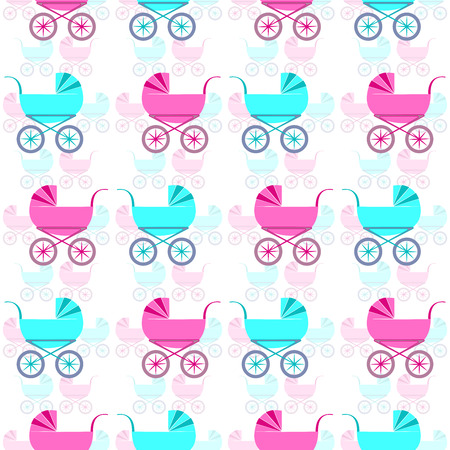 Nice seamless pattern with retro baby carriages.のイラスト素材