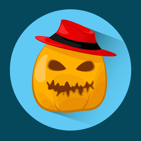 Vector illustration of Halloween Pumpkin in a red capのイラスト素材