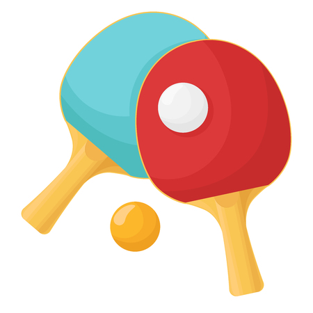 Rackets for table tennis isolated on a white background. Ball for the game of ping-pong. Vector illustration.のイラスト素材