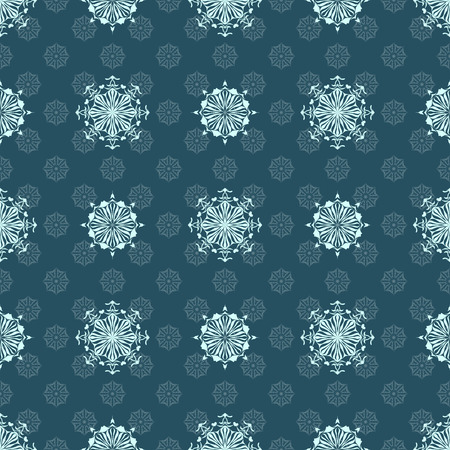 Seamless pattern. White snowflakes on a blue background. Celebratory to the Christmas and New Year.のイラスト素材