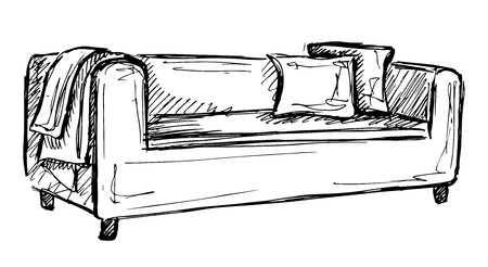 Sofa vector sketch icon isolated on backgroundのイラスト素材