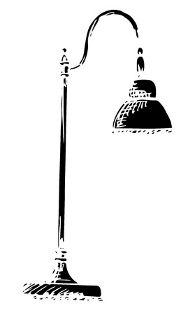 Table lamp isolated on white background. Vector illustration in a sketch styleのイラスト素材