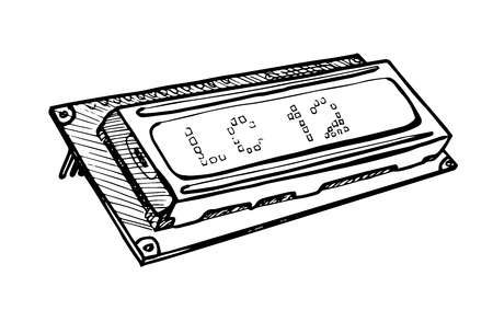 Lcd display module isolated on white background. Vector illustration in a sketch styleのイラスト素材