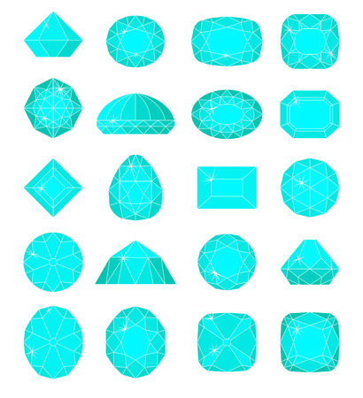 Diamond symbols. Blue gems isolated on white background. Vector illustration.のイラスト素材