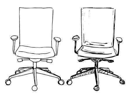 Set office chairs isolated on white background. Sketch different chairs.Vector illustration.のイラスト素材
