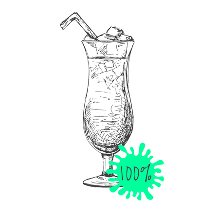 Hand drawn cocktail isolated on white background. Vector illustration of a sketch style.のイラスト素材