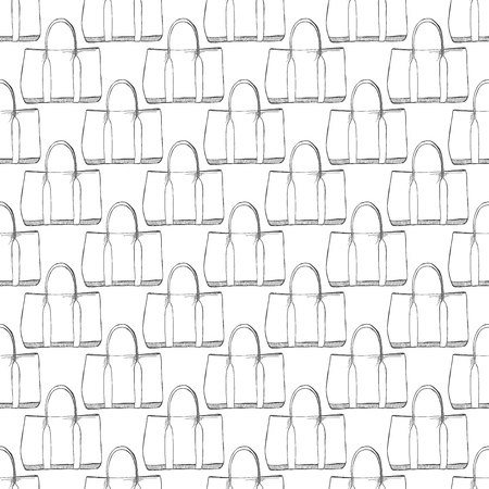 Seamless pattern with shopping bags in a sketch style. Vector illustration.のイラスト素材