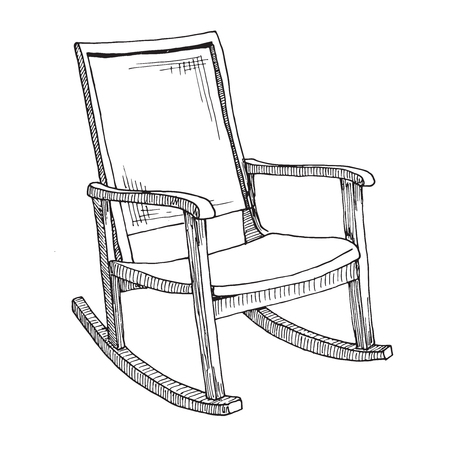 Rocking chair isolated on white background. Sketch a comfortable chair. Vector illustration.のイラスト素材