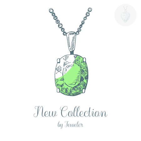 Hand drawn pendant on a chain. Vector illustration of a sketch style.のイラスト素材