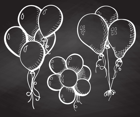 Group of balloons on a string vector illustrationのイラスト素材