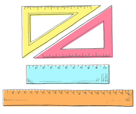 Hand drawn a set of rulers vector illustrationのイラスト素材