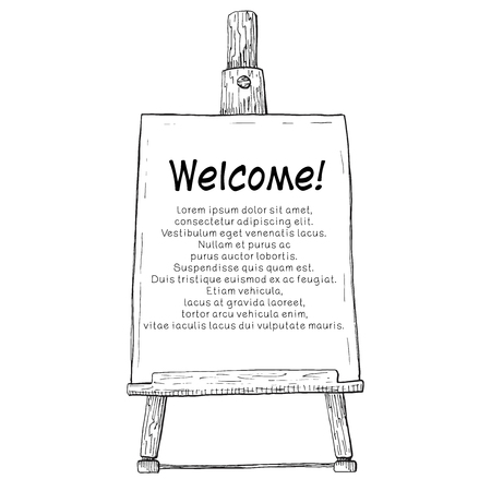 Hand drawn easel with a canvas. Vector illustration of a sketch style.のイラスト素材