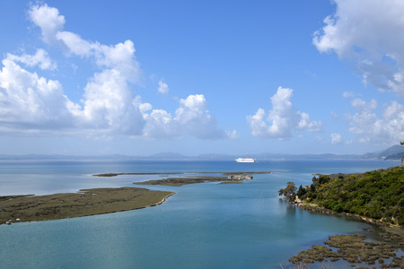 Ali Pasha Castle, fortress on sea island. Buthrotum, Albania.の写真素材