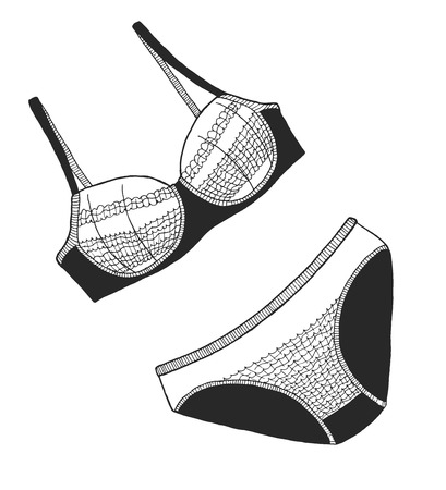 Sketch of female lace underwear. Vector illustrationのイラスト素材