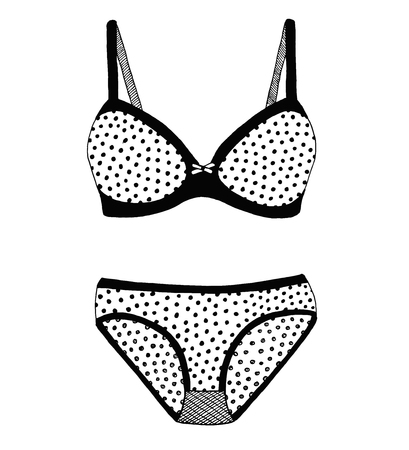 Sketch of lingerie. Bra and panties. Vector illustrationのイラスト素材
