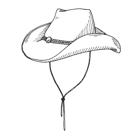 Sketch of cowboy hat isolated on white background. Vectorのイラスト素材