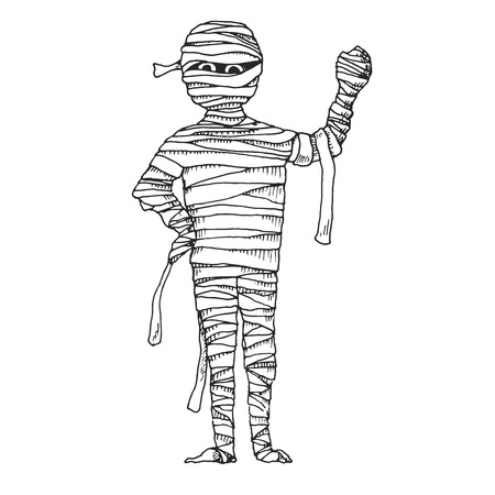 Sketch cartoon mummy. Vector illustration in sketch style.のイラスト素材