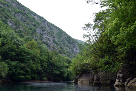 Treska river in Matka canyon. Skopje, Macedonia.のeditorial素材
