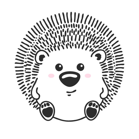 Sketch cute animal. Hedgehog  in a doodle style. Vectorのイラスト素材