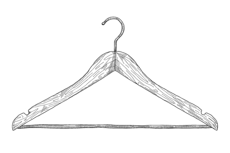 Sketch of clothes hangers isolated on white background. Vectorのイラスト素材